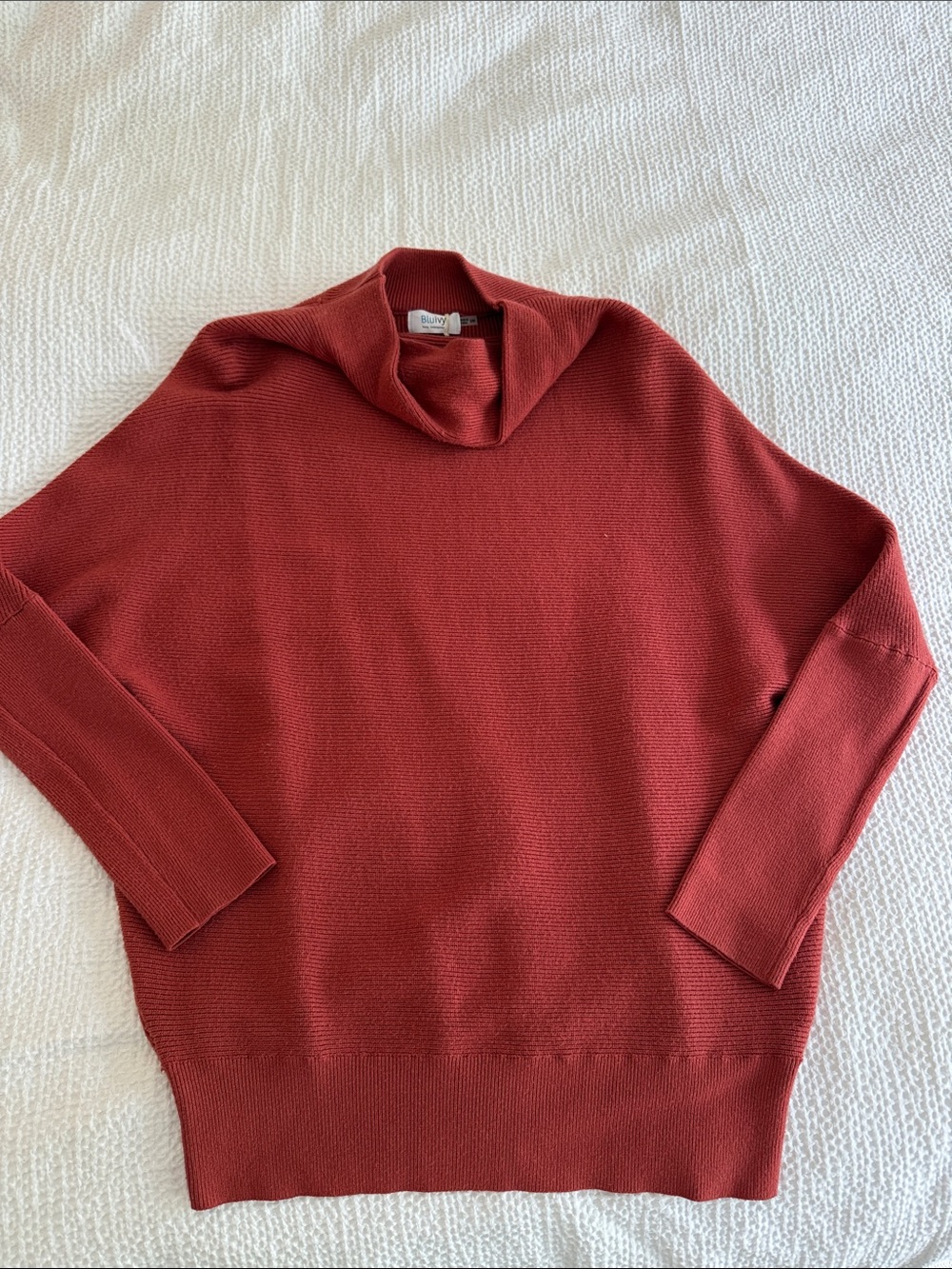 Bluivy Rust Red Cowl Neck Sweater